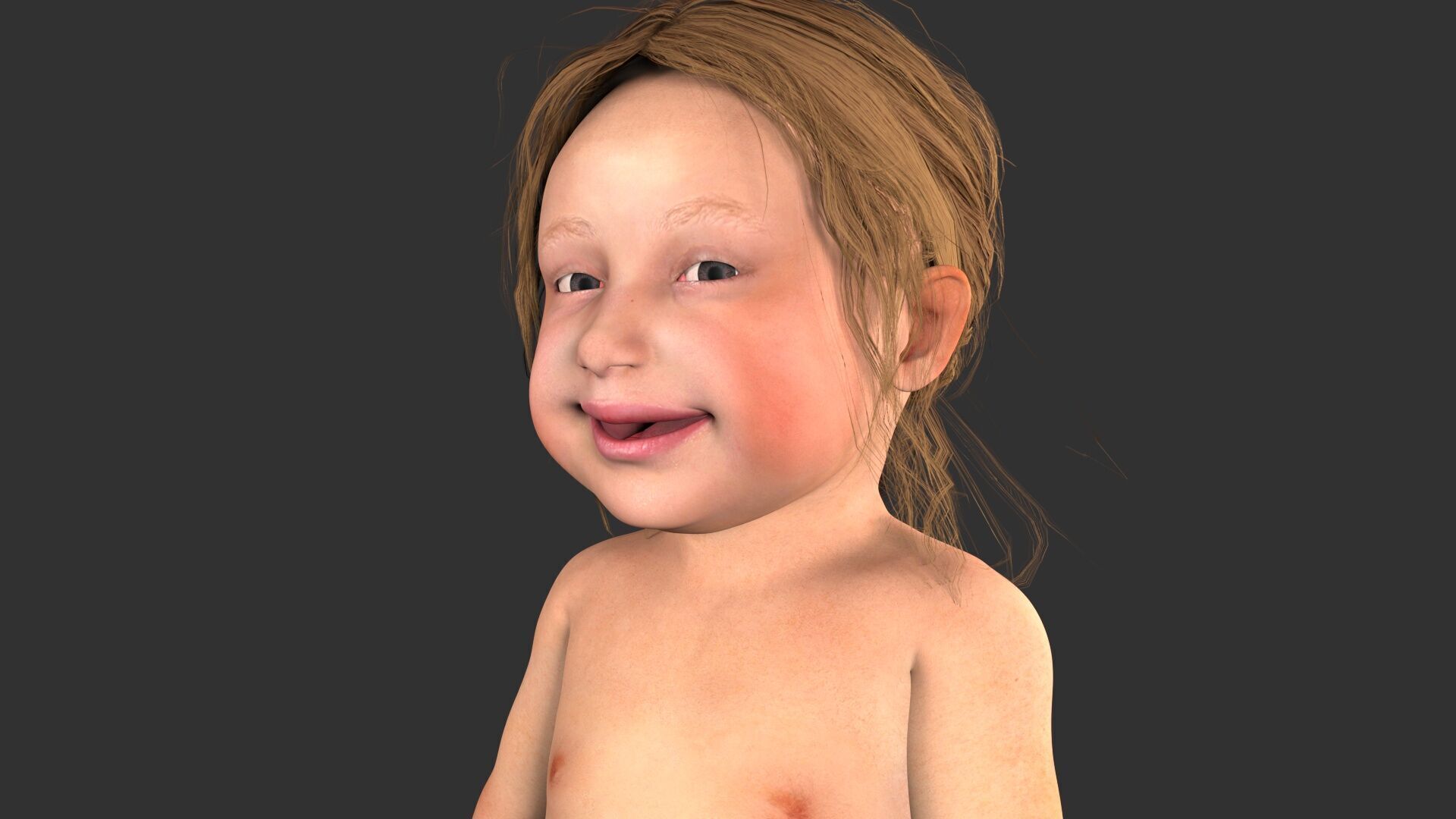 Baby boy and girl 3D model_2
