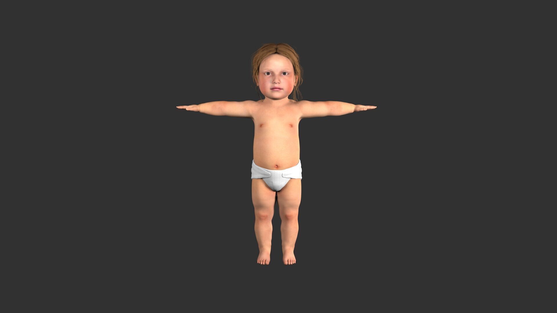 Baby boy and girl 3D model_1