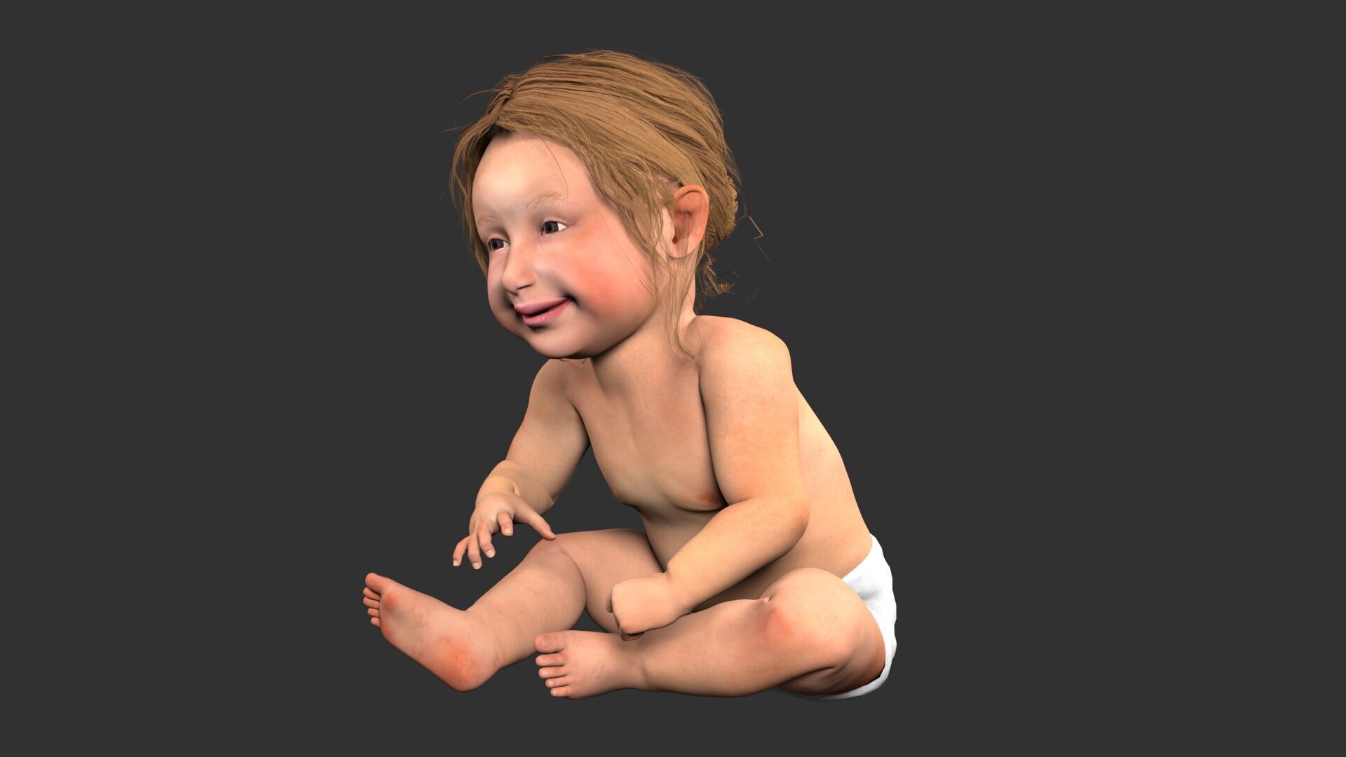 Baby boy and girl 3D model_10