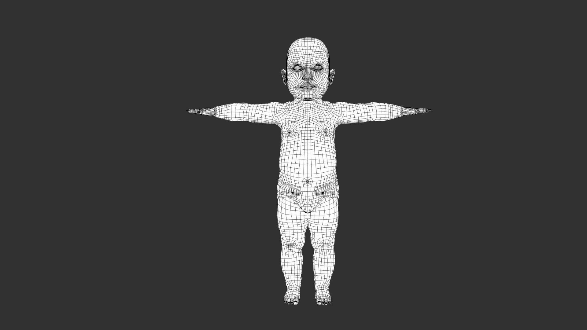 Baby boy and girl 3D model_9