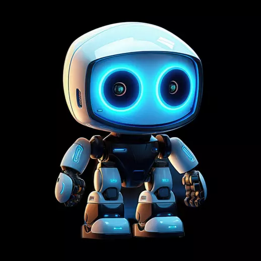 sleek and modern cute robot glossy white body glowing blue eyes Free low-poly 3D model
