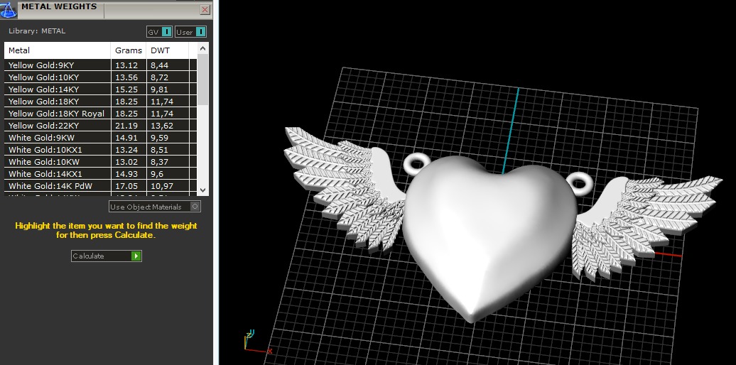 Heart pendant with wings N013141 3D print model_8