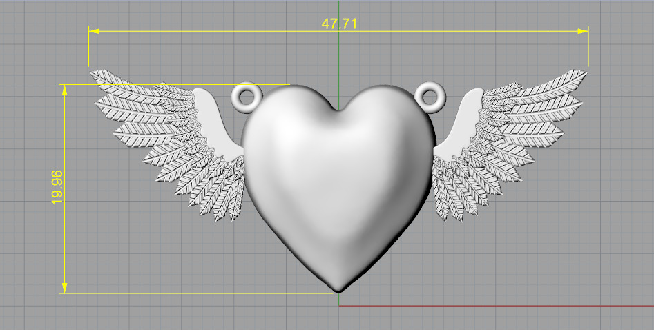 Heart pendant with wings N013141 3D print model_6