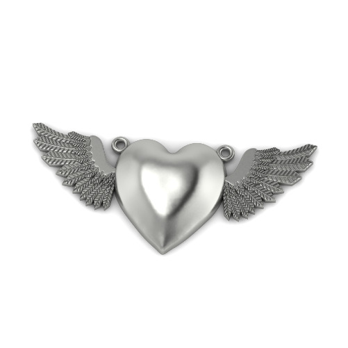 Heart pendant with wings N013141 3D print model_1