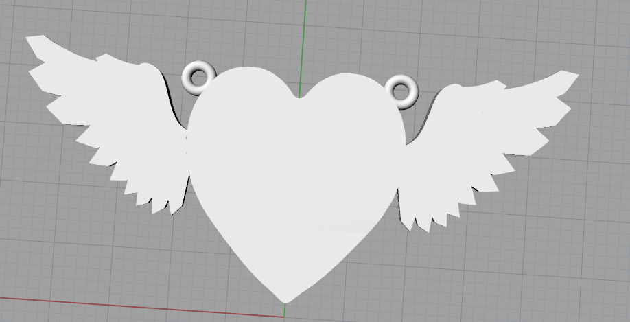 Heart pendant with wings N013141 3D print model_5