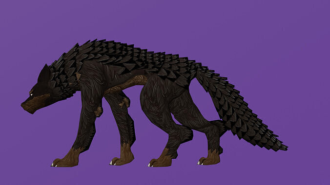 Stylized Dark Wolf 3D Model Game Ready Low-poly 3D model