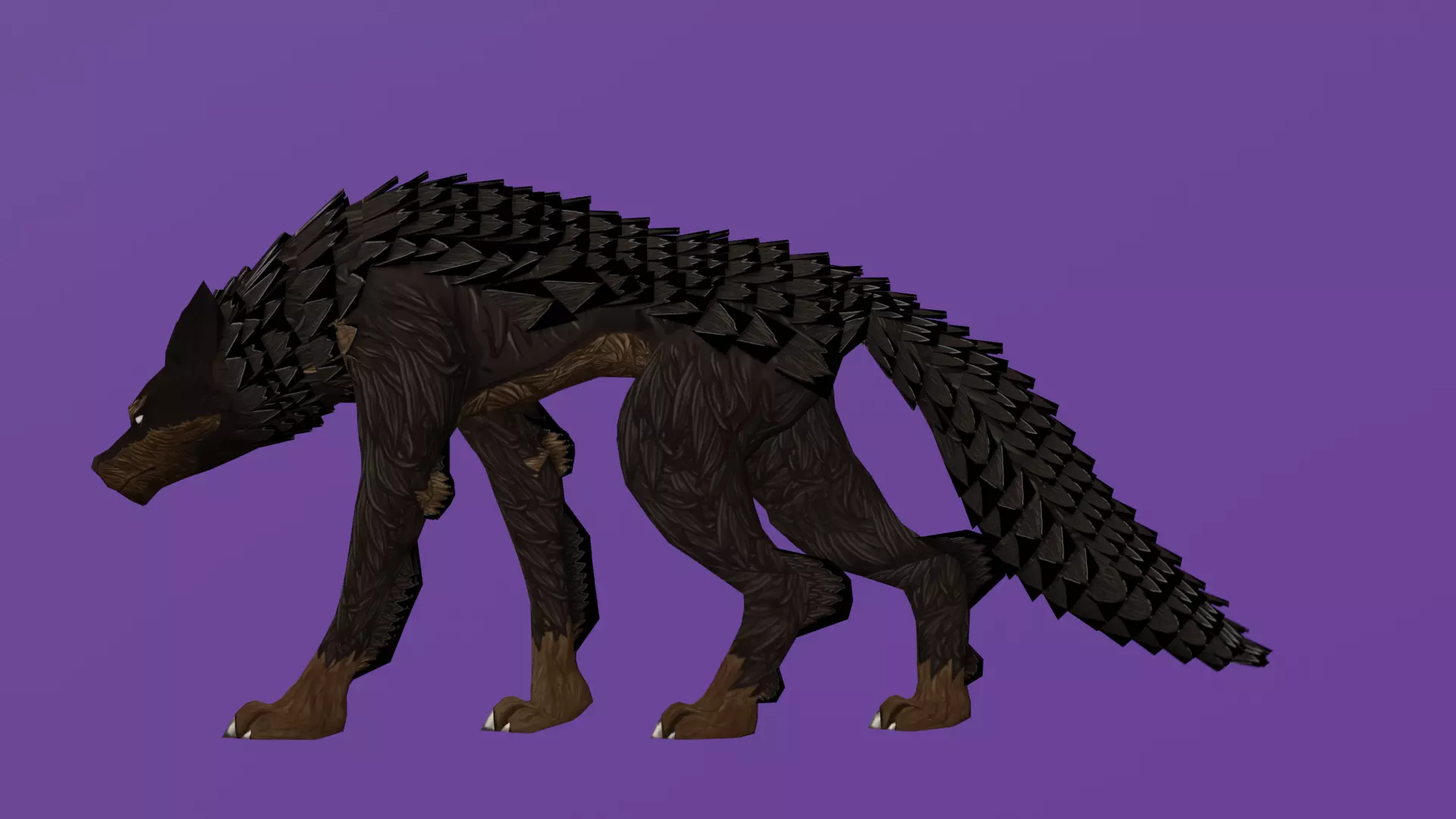 Stylized Dark Wolf 3D Model Game Ready Low-poly 3D model_0