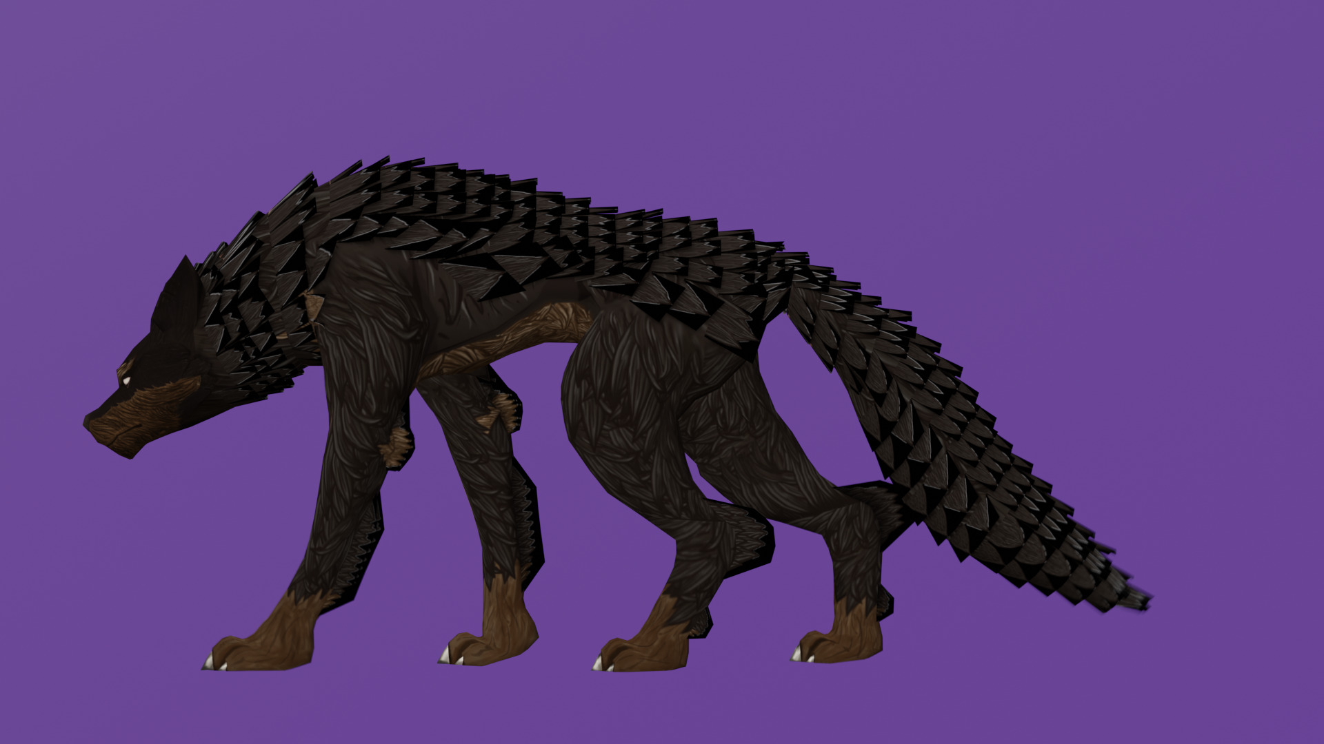 Stylized Dark Wolf 3D Model Game Ready Low-poly 3D model_1