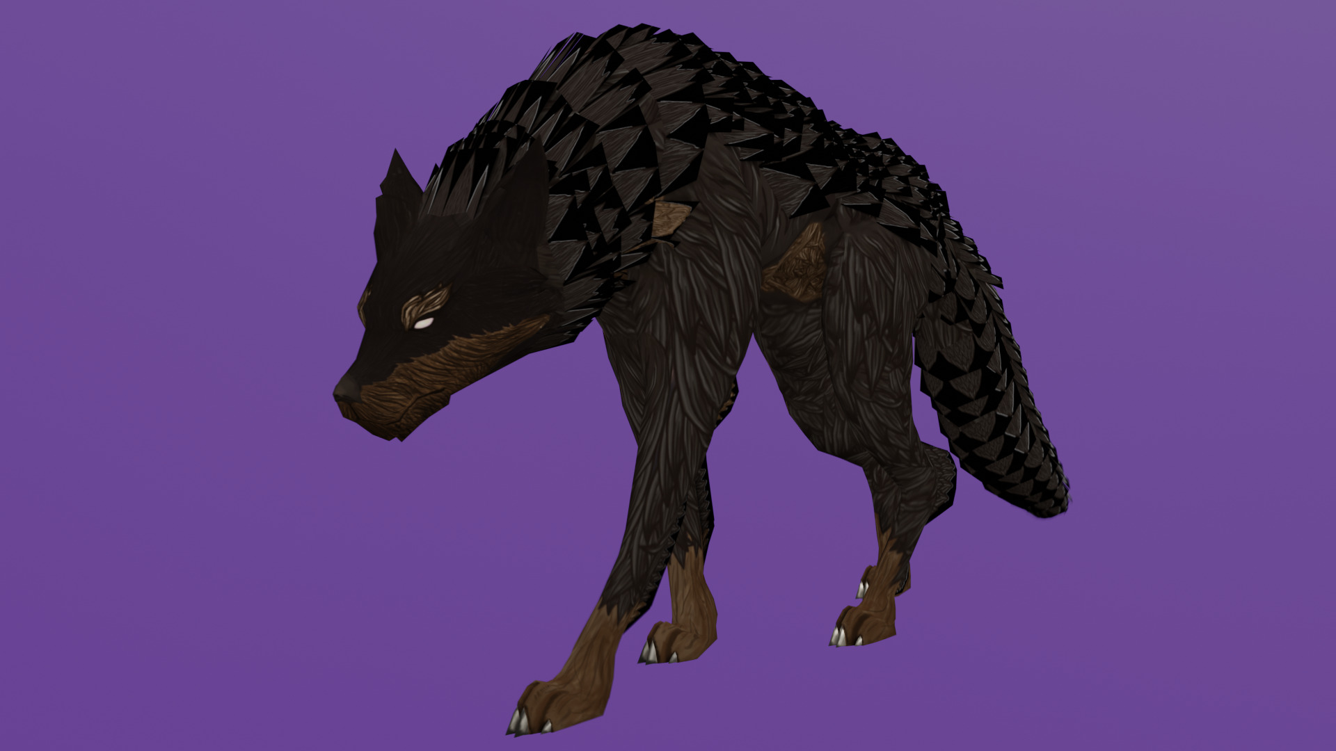 Stylized Dark Wolf 3D Model Game Ready Low-poly 3D model_2