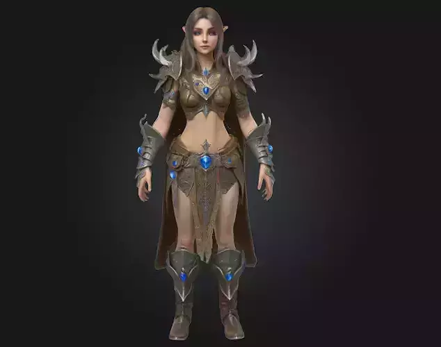 Elven Warrior Princess  Regal Grace Wielding Natures Fury