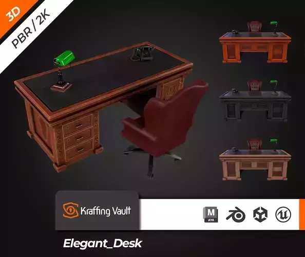 Elegant Desk Low-poly 3D model
