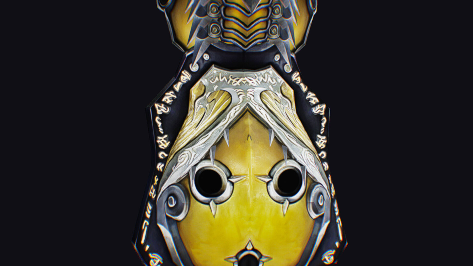 Shield Massive Great Large Heavy Armor Protection Golden Low-poly 3D model_10