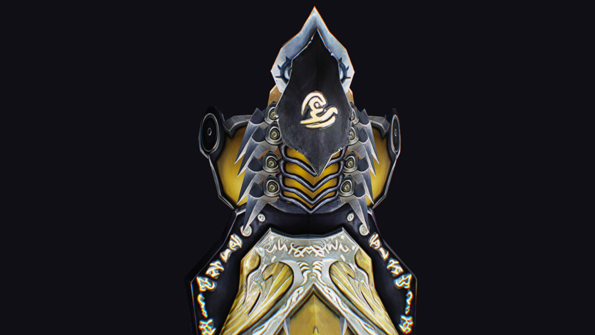 Shield Massive Great Large Heavy Armor Protection Golden Low-poly 3D model_9