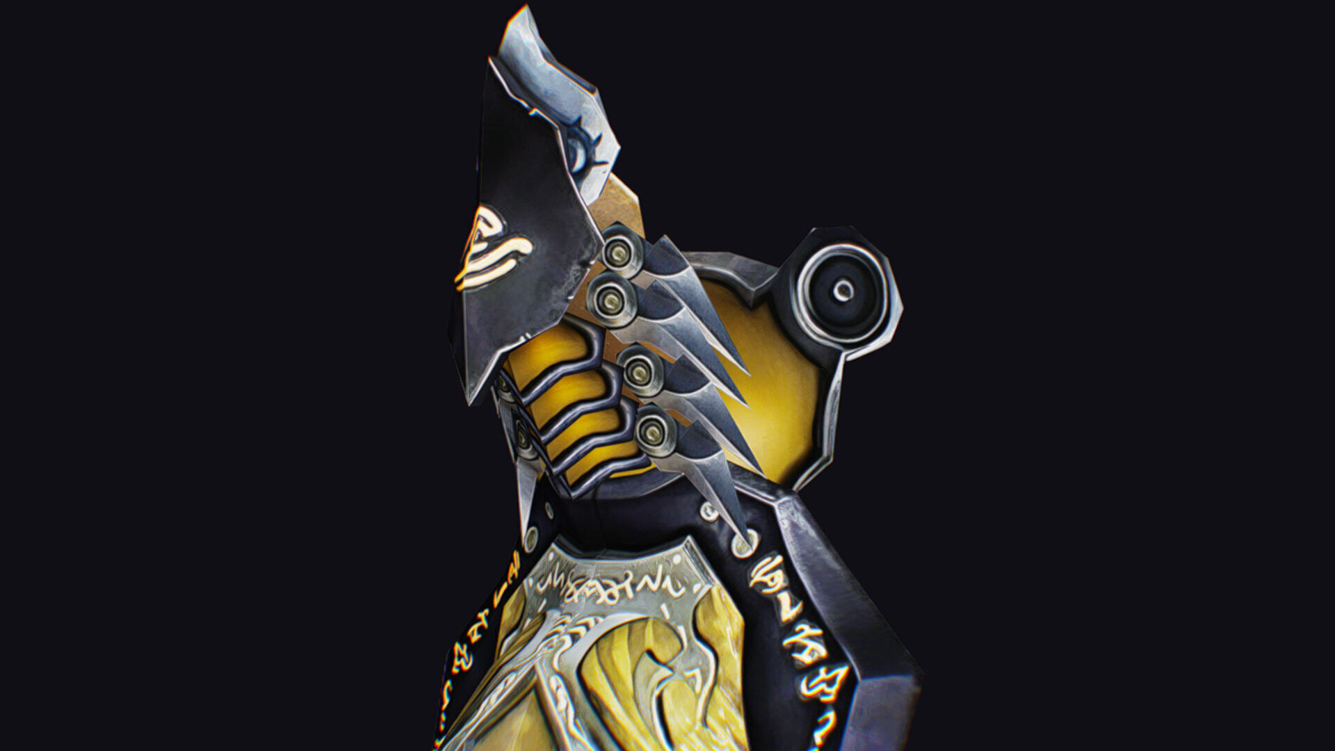 Shield Massive Great Large Heavy Armor Protection Golden Low-poly 3D model_14