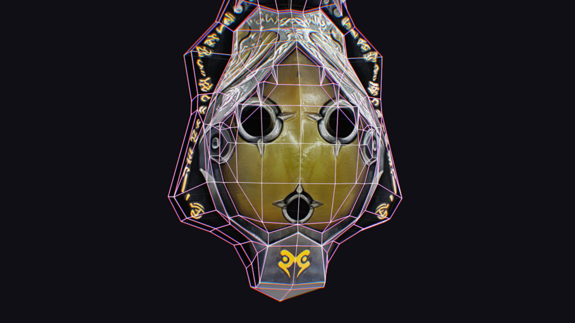 Shield Massive Great Large Heavy Armor Protection Golden Low-poly 3D model_19