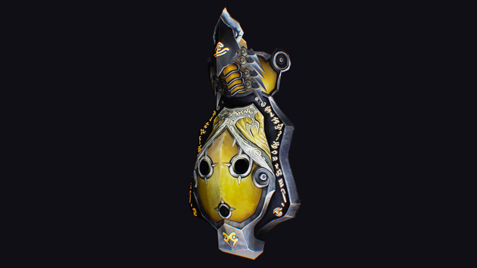 Shield Massive Great Large Heavy Armor Protection Golden Low-poly 3D model_1