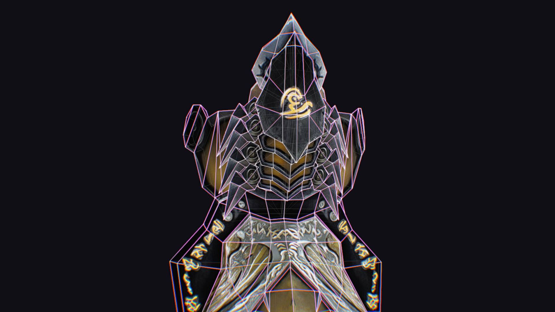 Shield Massive Great Large Heavy Armor Protection Golden Low-poly 3D model_18