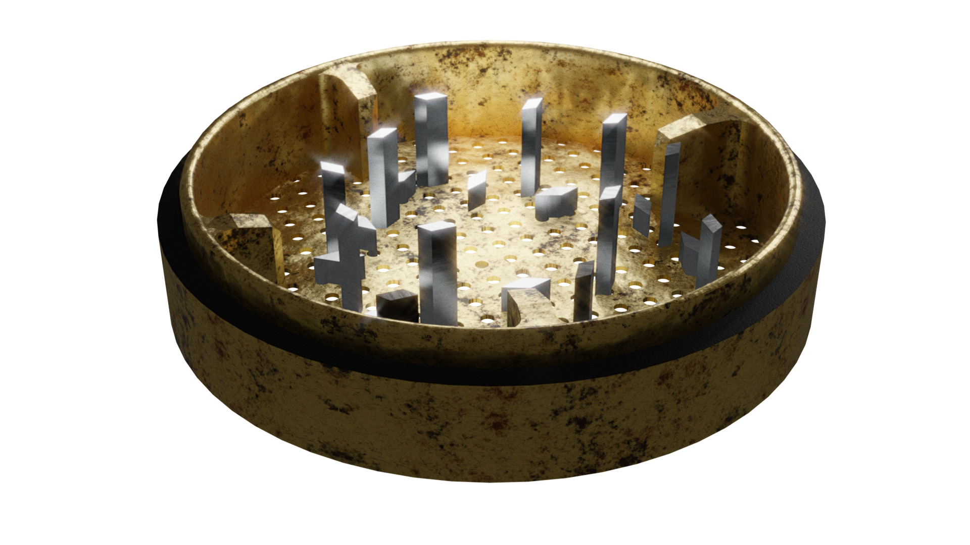 Golden Grinder 3D - Realistic 4-Piece with Emerald Inlay 3D model_6