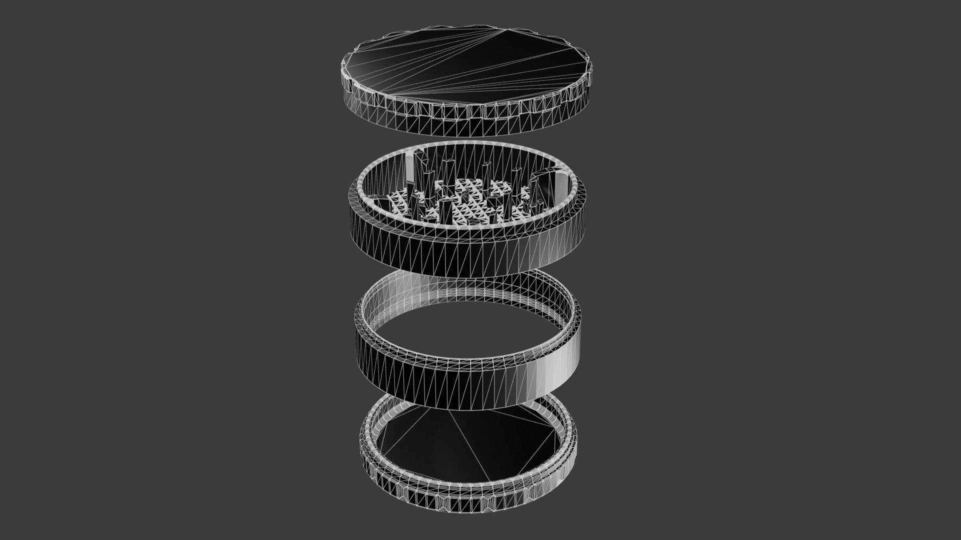 Golden Grinder 3D - Realistic 4-Piece with Emerald Inlay 3D model_4