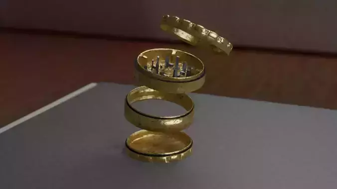 Golden Grinder 3D - Realistic 4-Piece with Emerald Inlay