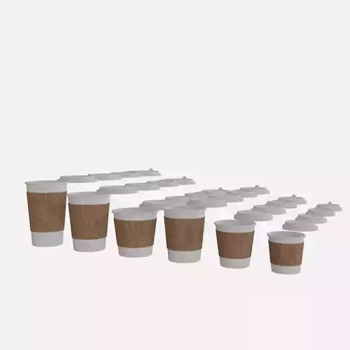 Collection of paper cups with sleeves  6 sizes