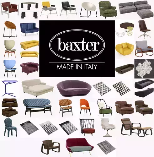 Baxter collection upholstered bench with legs 3D model