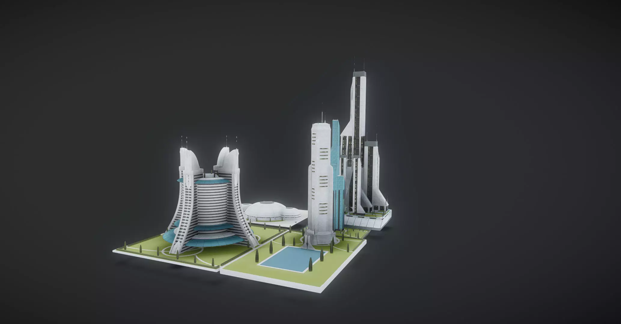 Future urban architecture in science fiction A01 3D model_0