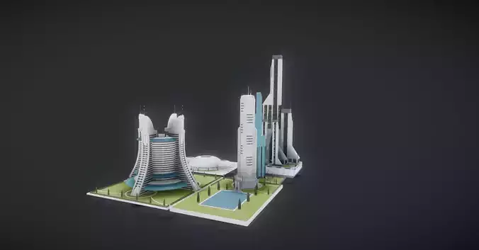 Future urban architecture in science fiction A01 3D model