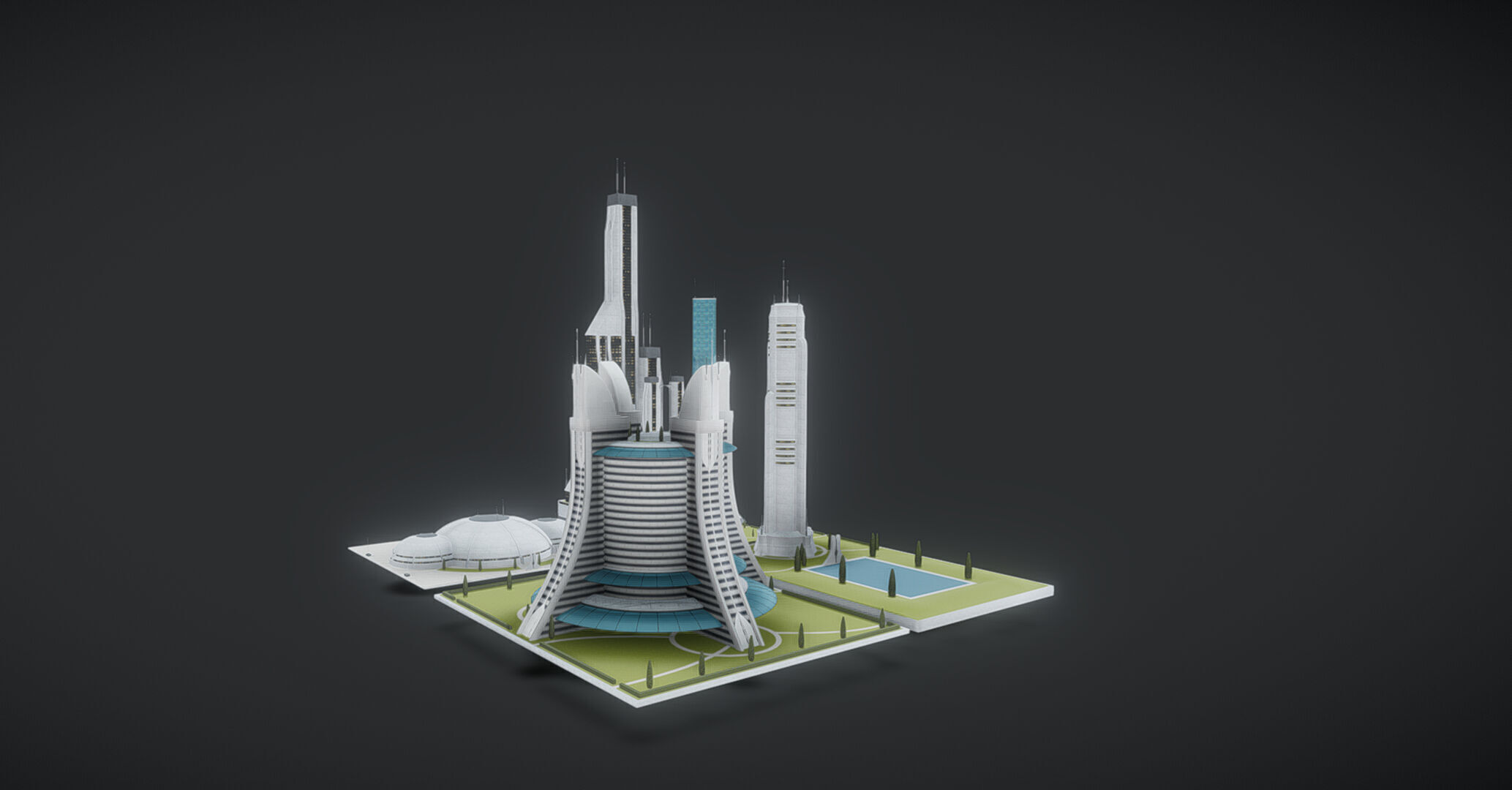 Future urban architecture in science fiction A01 3D model_1