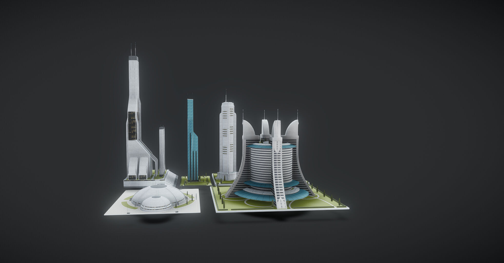 Future urban architecture in science fiction A01 3D model_2