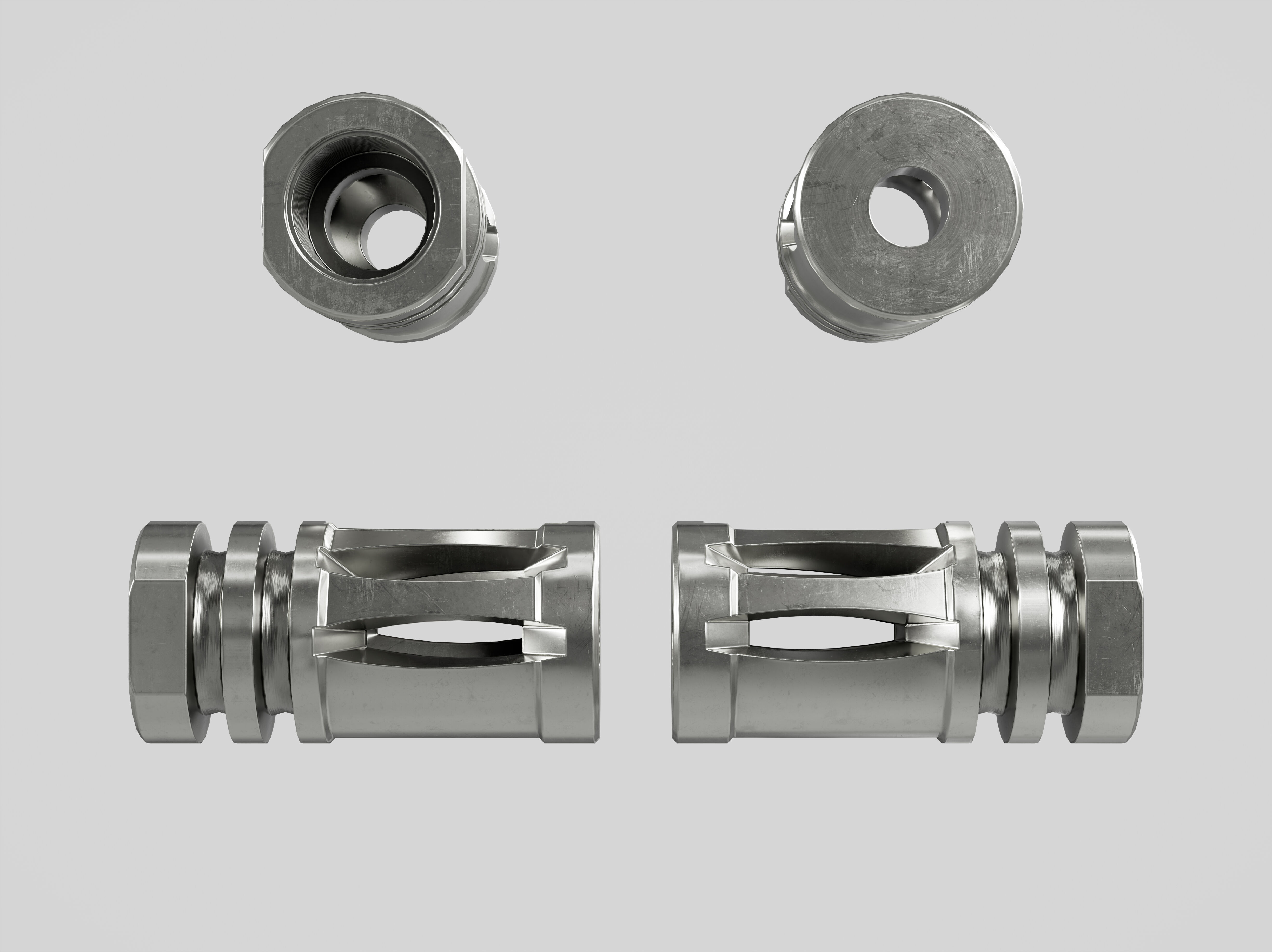 A2 Muzzle Brake 5 56 and 223 Low-poly 3D model_3