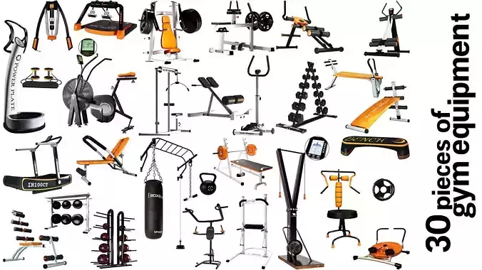 30 pieces of gym equipment