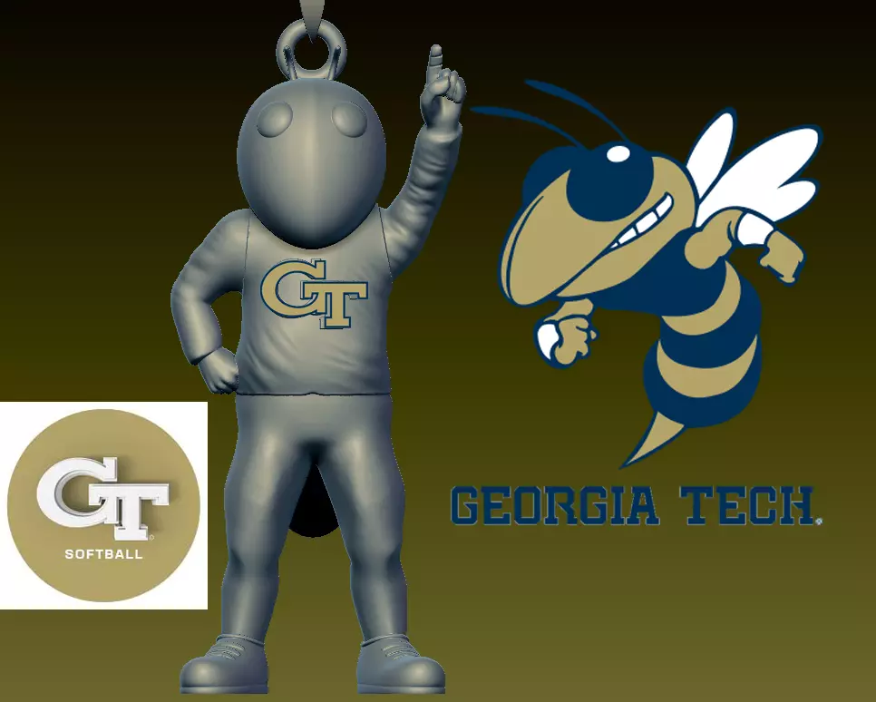 Necklaces BUZZ GEORGIA TECH YELLOW JACKETS - Hanging Figurine 3D print model