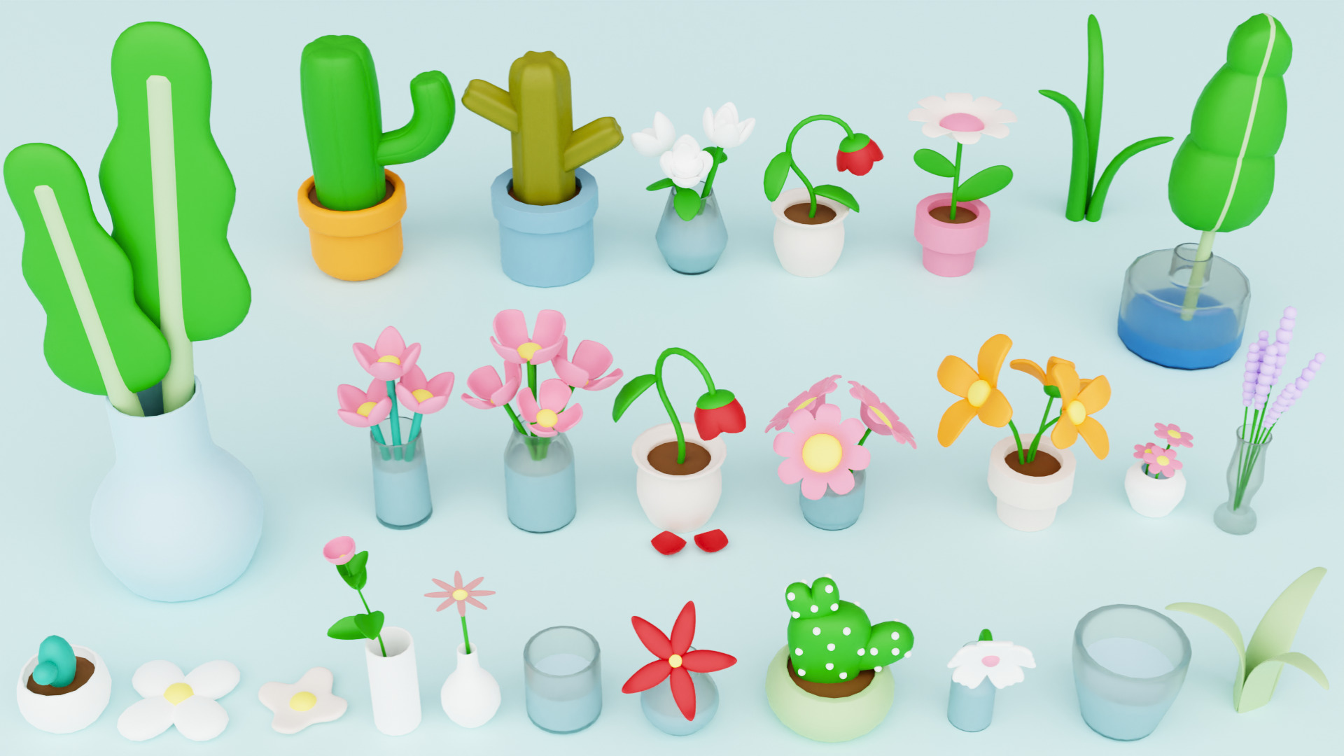 Cozy Cartoon Plants Low-poly 3D model_14
