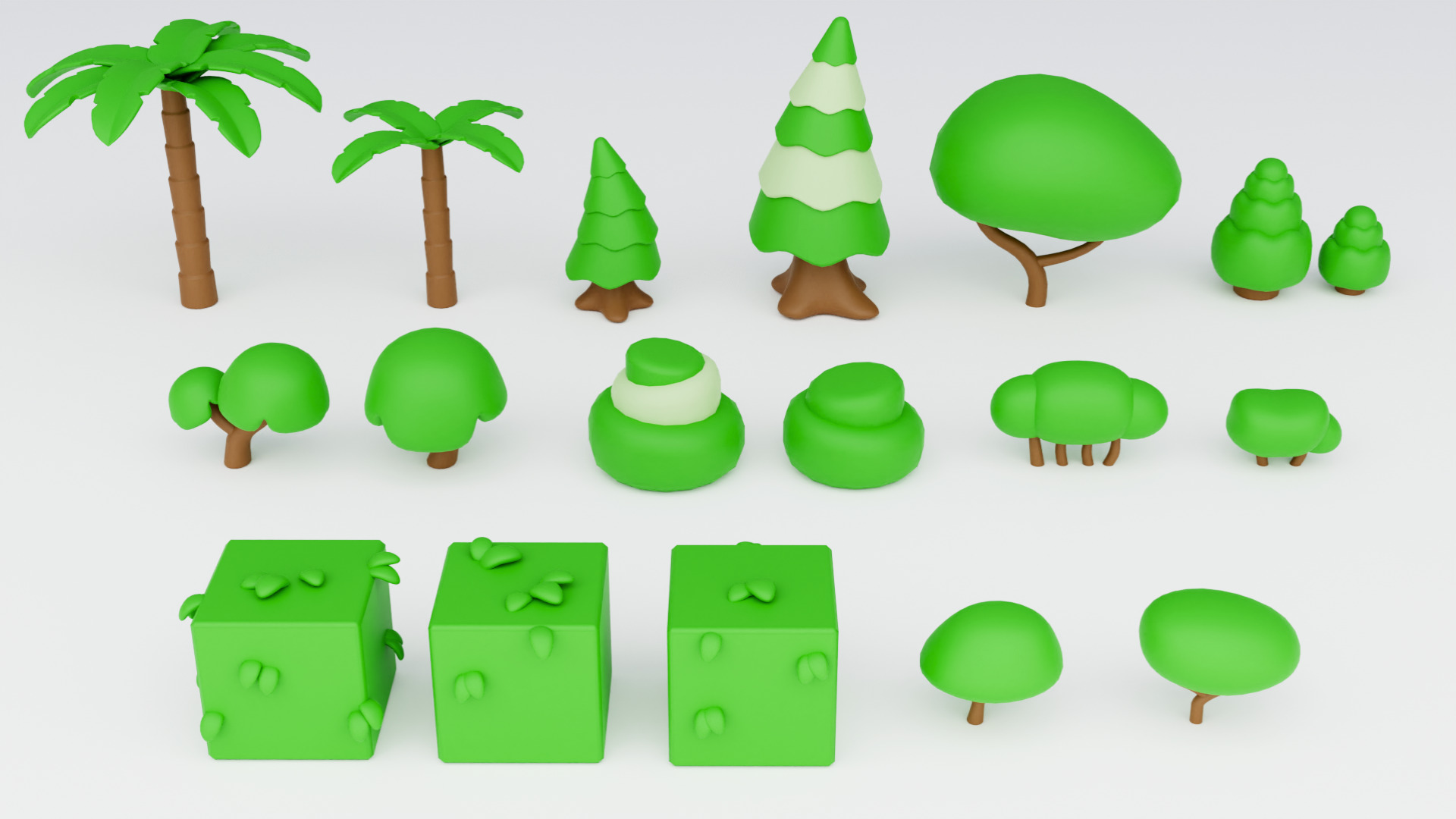 Cozy Cartoon Plants Low-poly 3D model_4