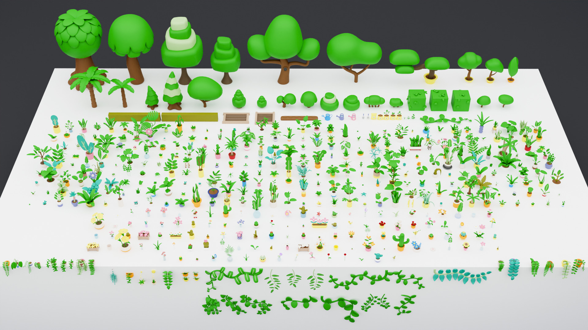 Cozy Cartoon Plants Low-poly 3D model_1