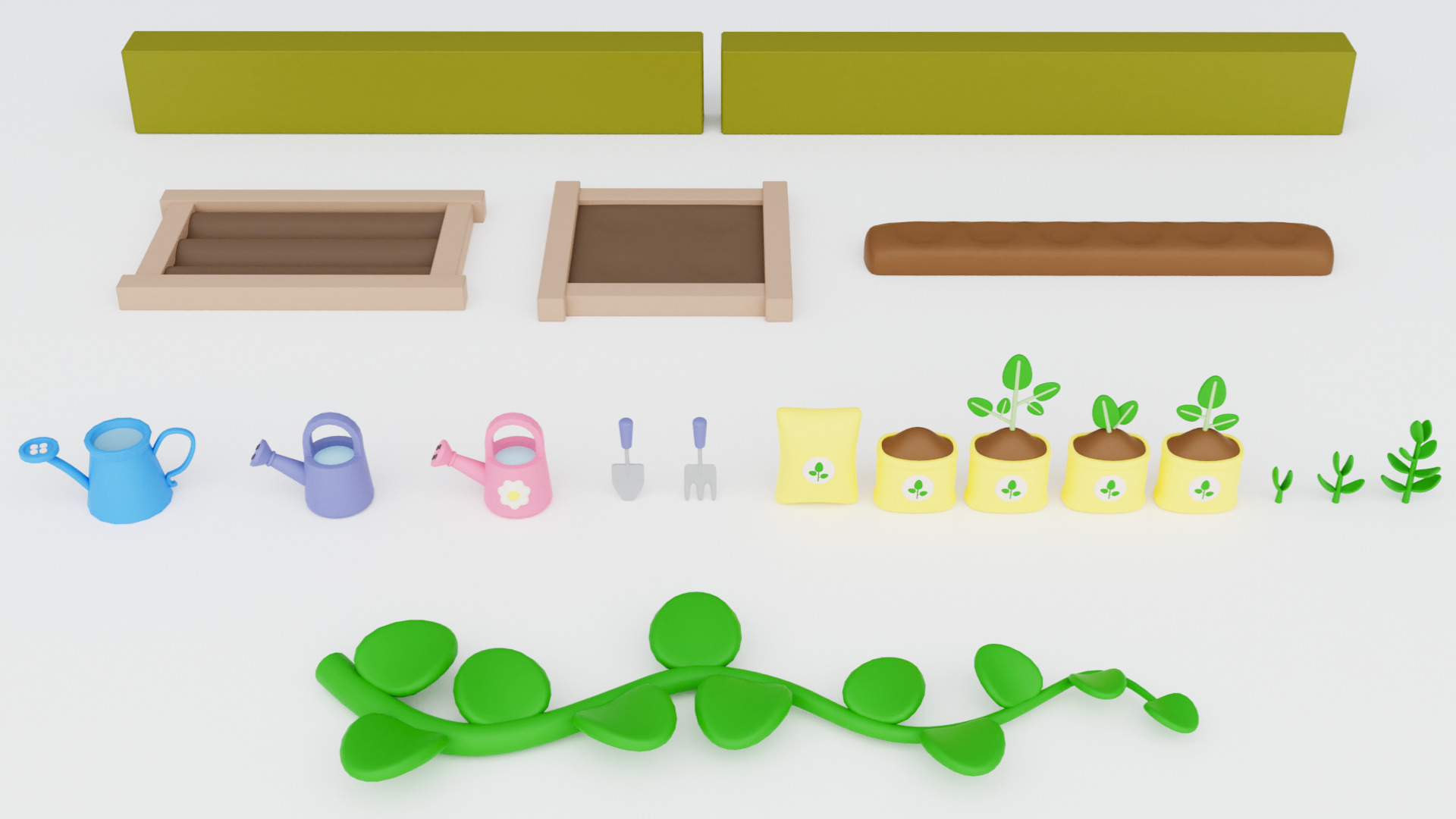 Cozy Cartoon Plants Low-poly 3D model_3