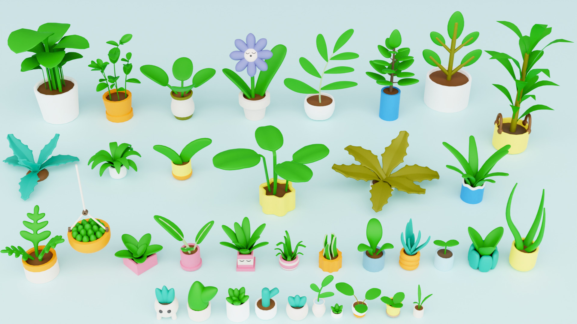Cozy Cartoon Plants Low-poly 3D model_11