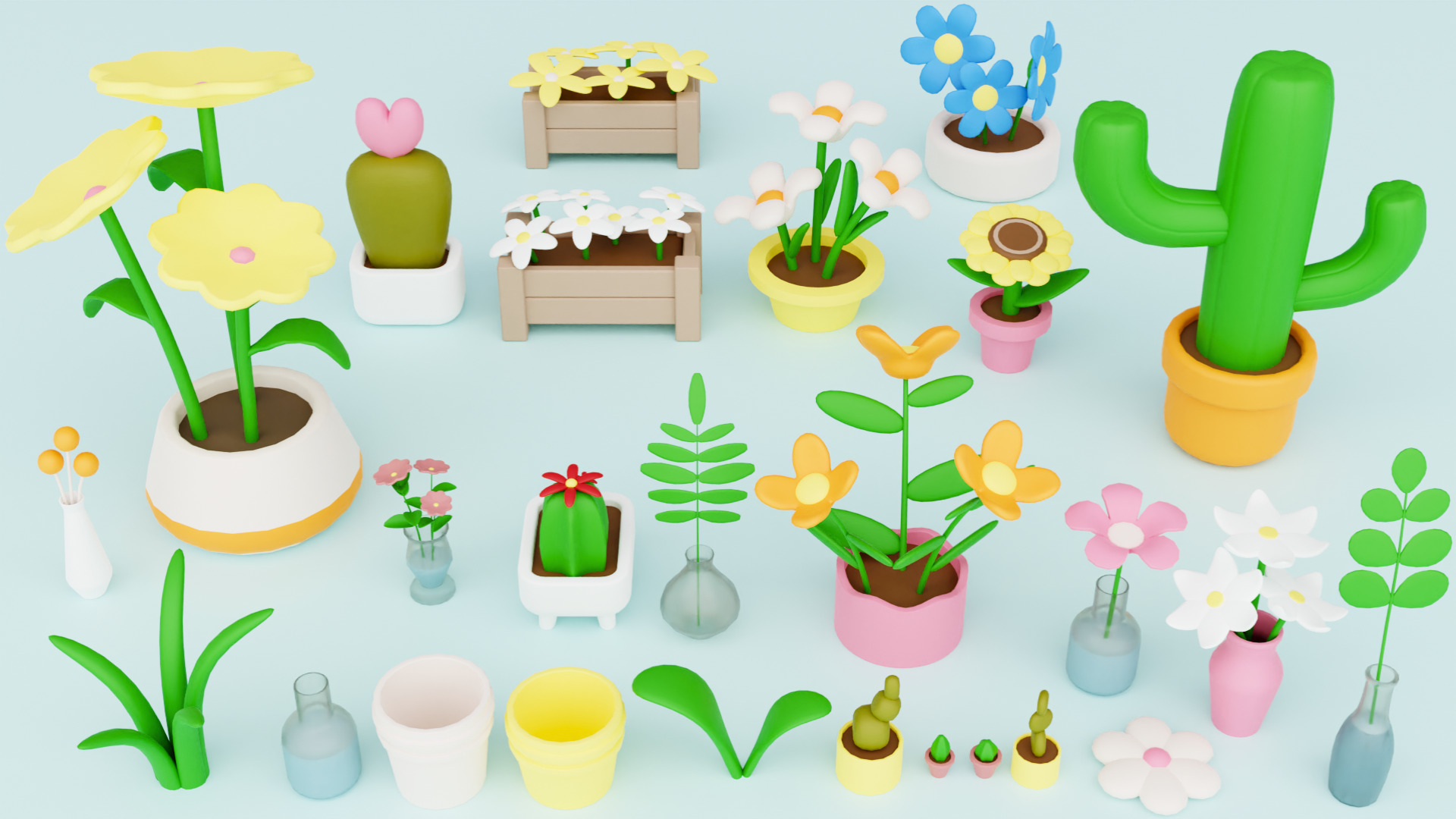 Cozy Cartoon Plants Low-poly 3D model_9