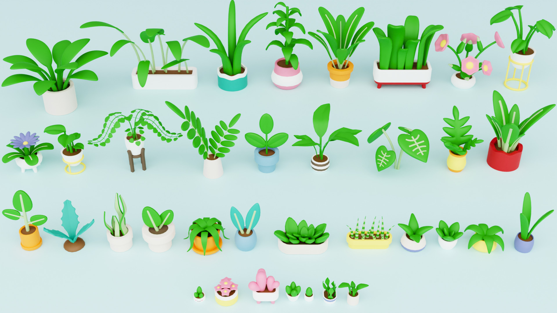 Cozy Cartoon Plants Low-poly 3D model_8