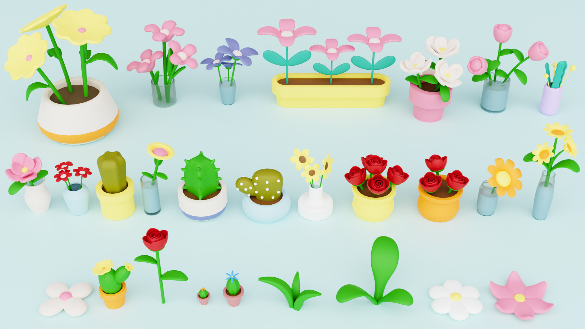 Cozy Cartoon Plants Low-poly 3D model_15