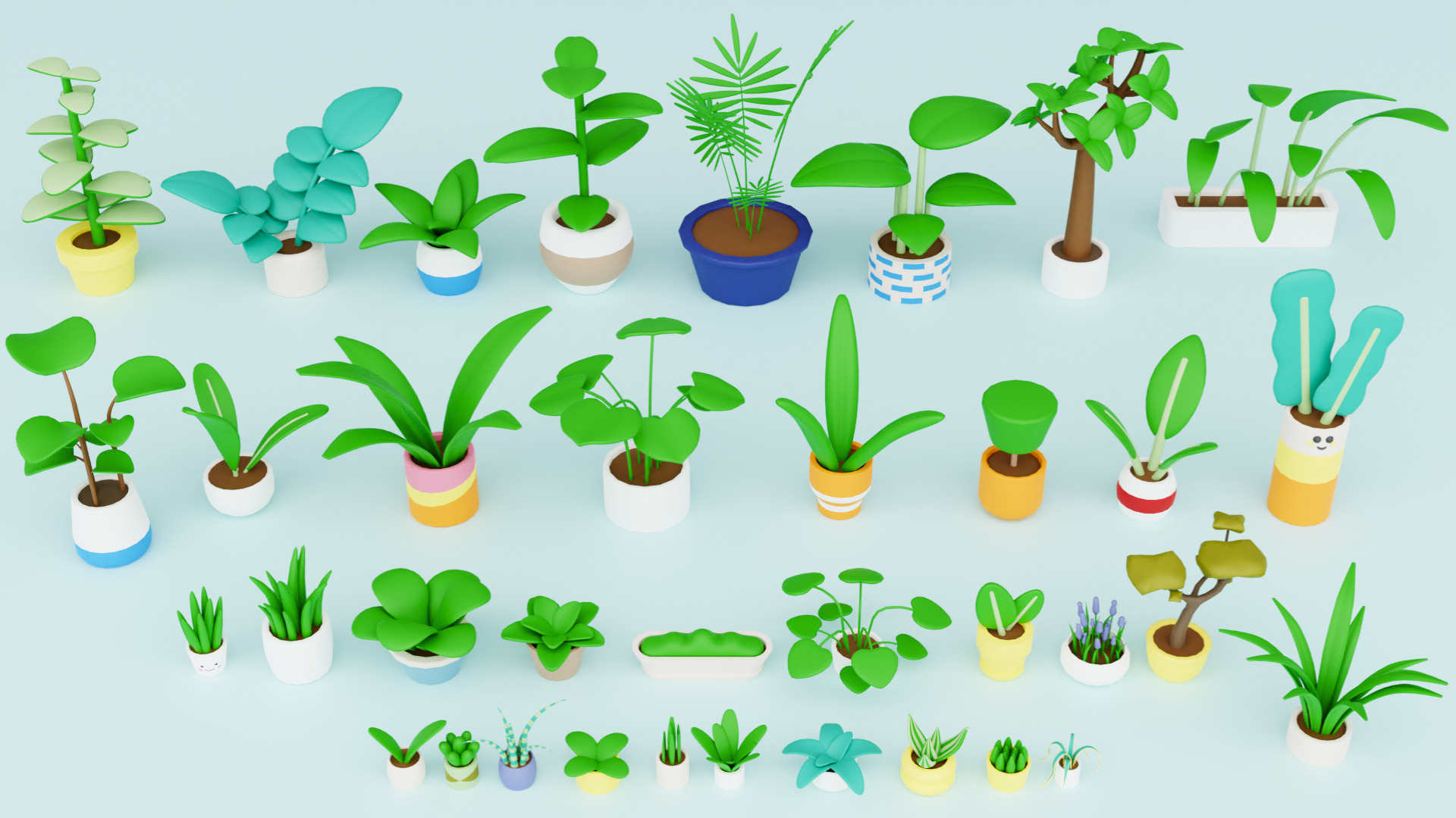 Cozy Cartoon Plants Low-poly 3D model_12