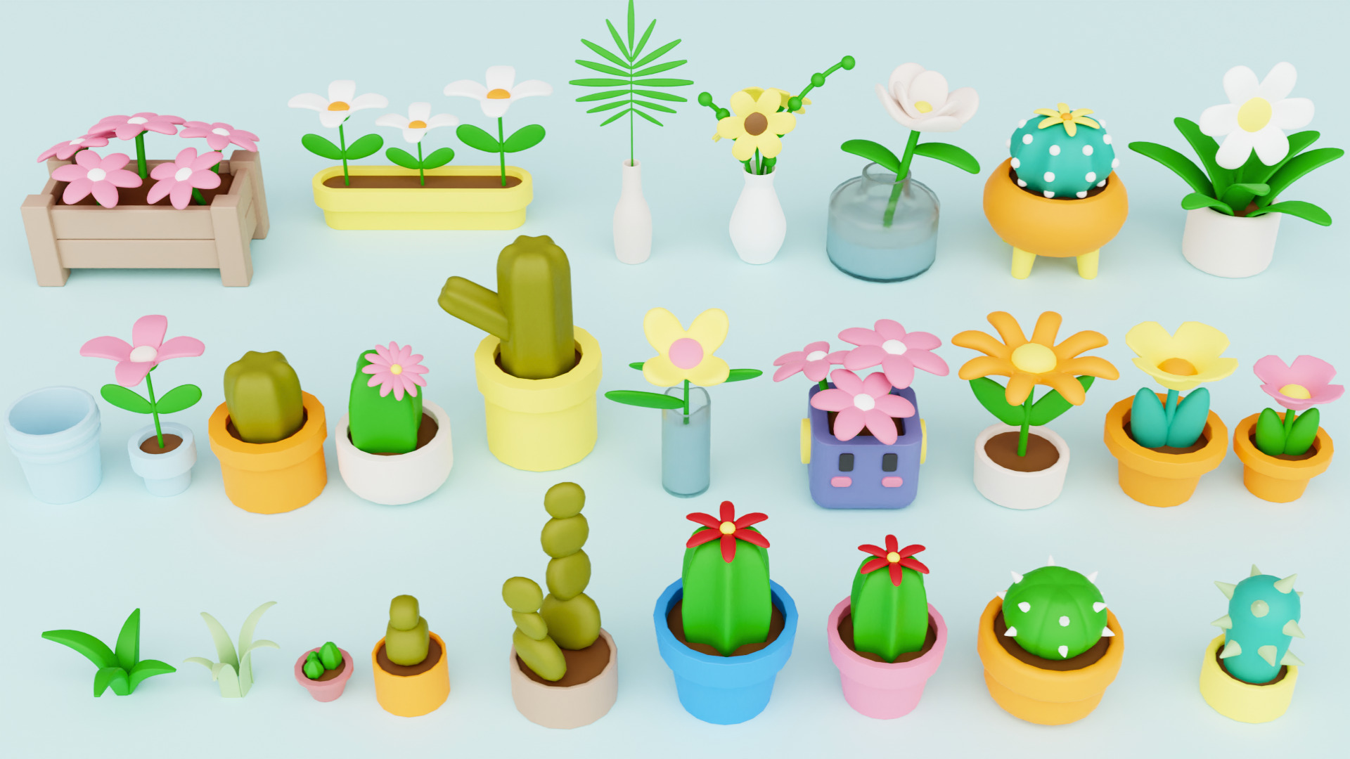 Cozy Cartoon Plants Low-poly 3D model_16