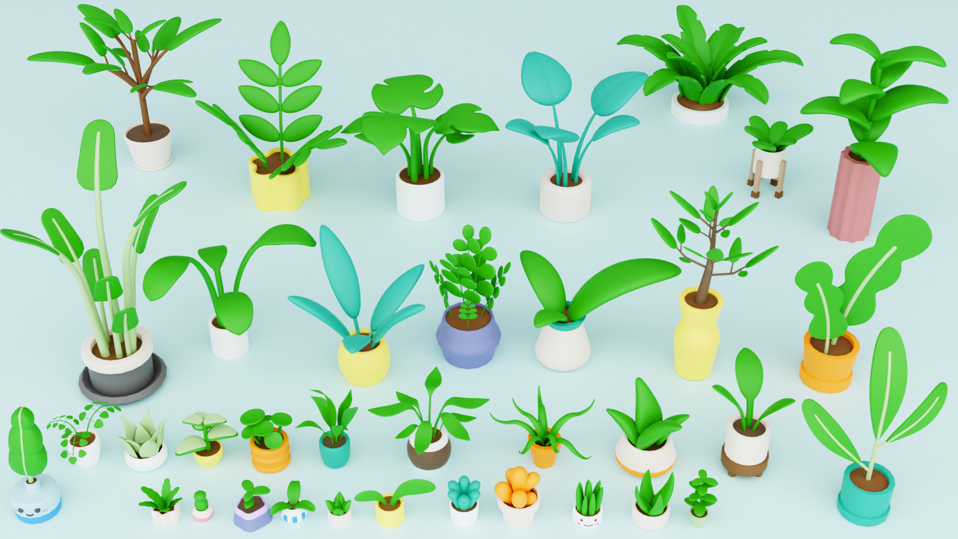 Cozy Cartoon Plants Low-poly 3D model_17