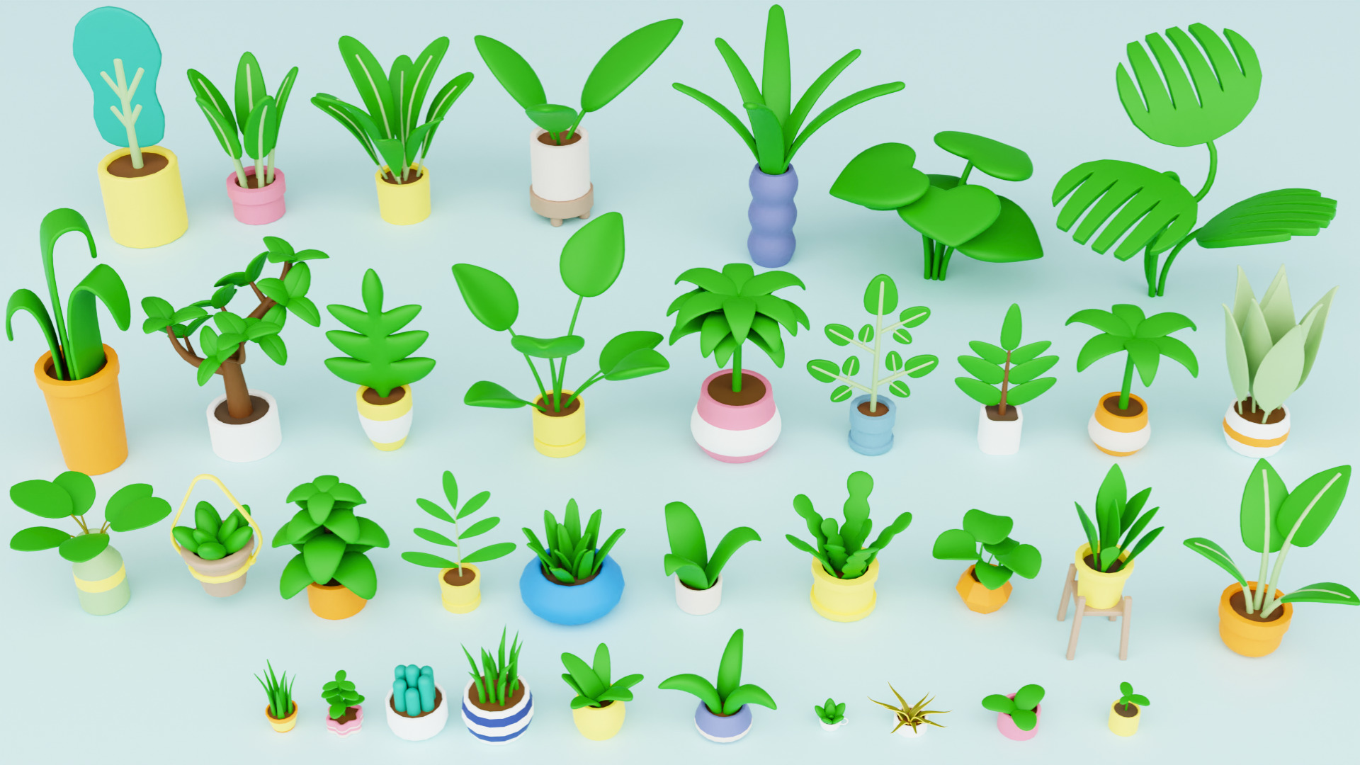Cozy Cartoon Plants Low-poly 3D model_6