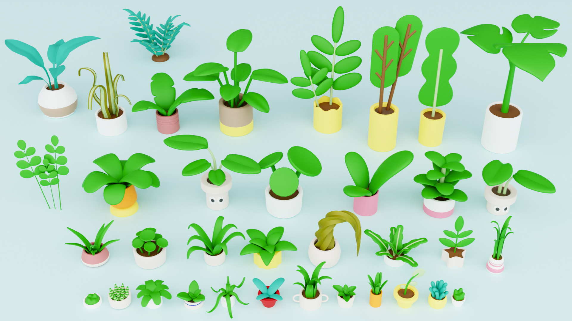 Cozy Cartoon Plants Low-poly 3D model_10
