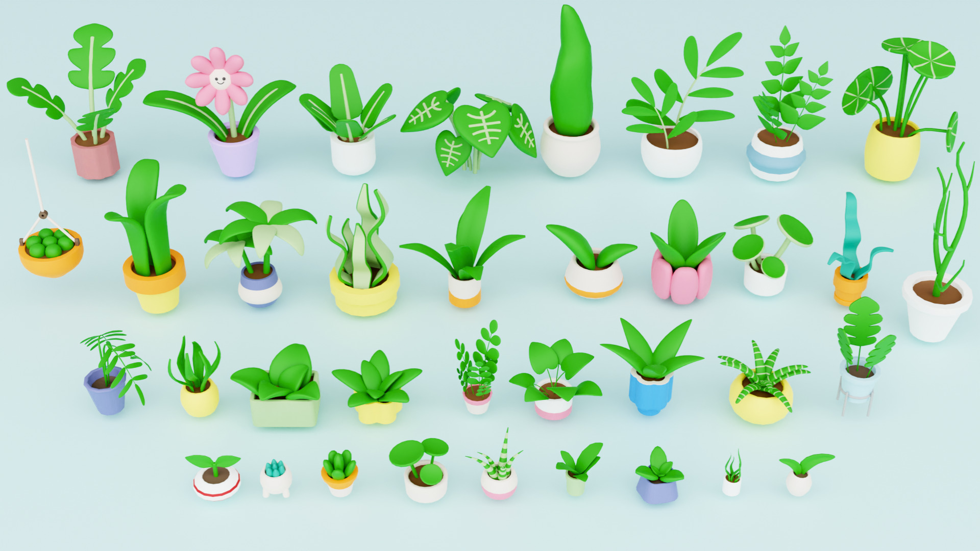 Cozy Cartoon Plants Low-poly 3D model_5
