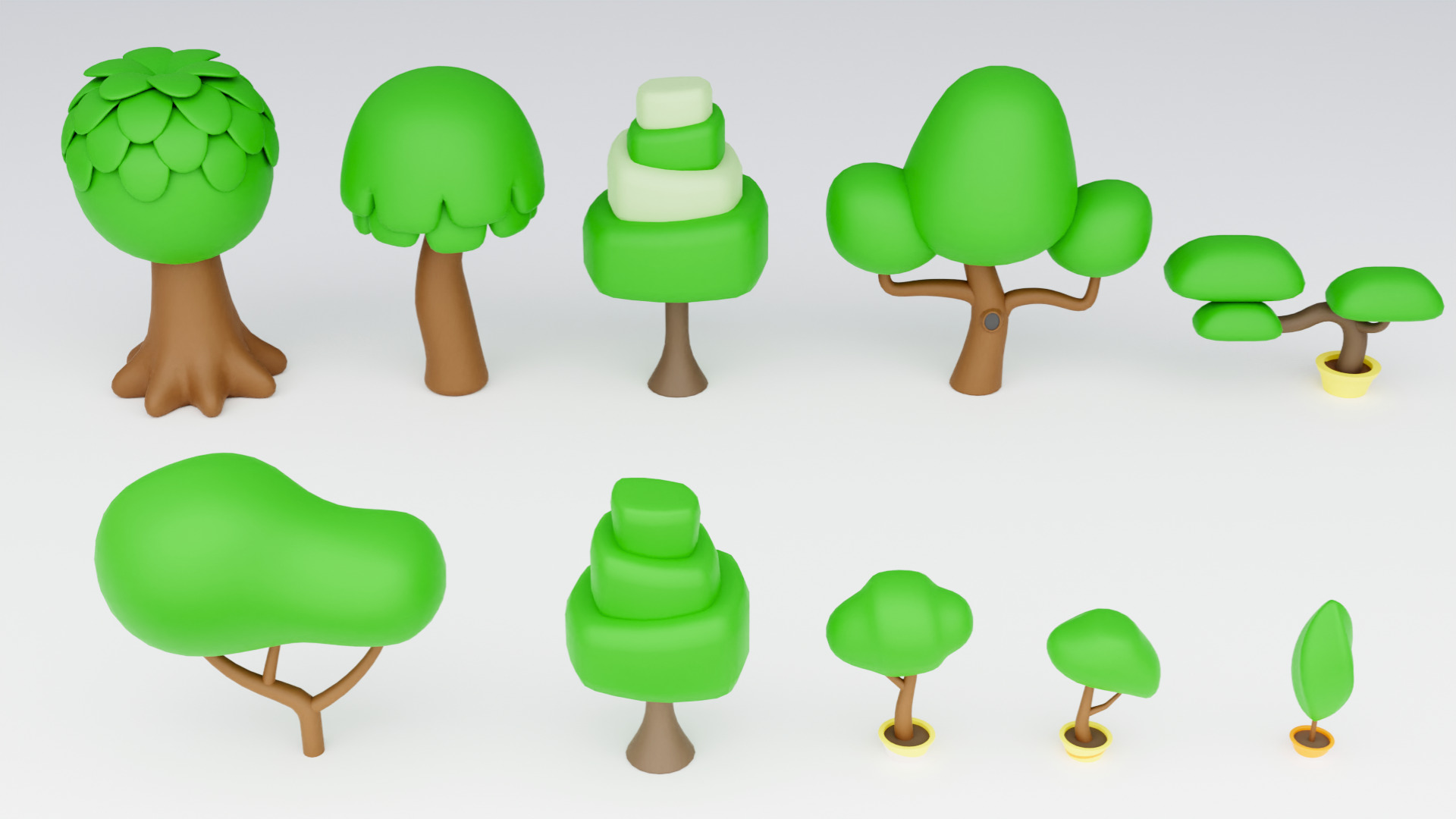Cozy Cartoon Plants Low-poly 3D model_2