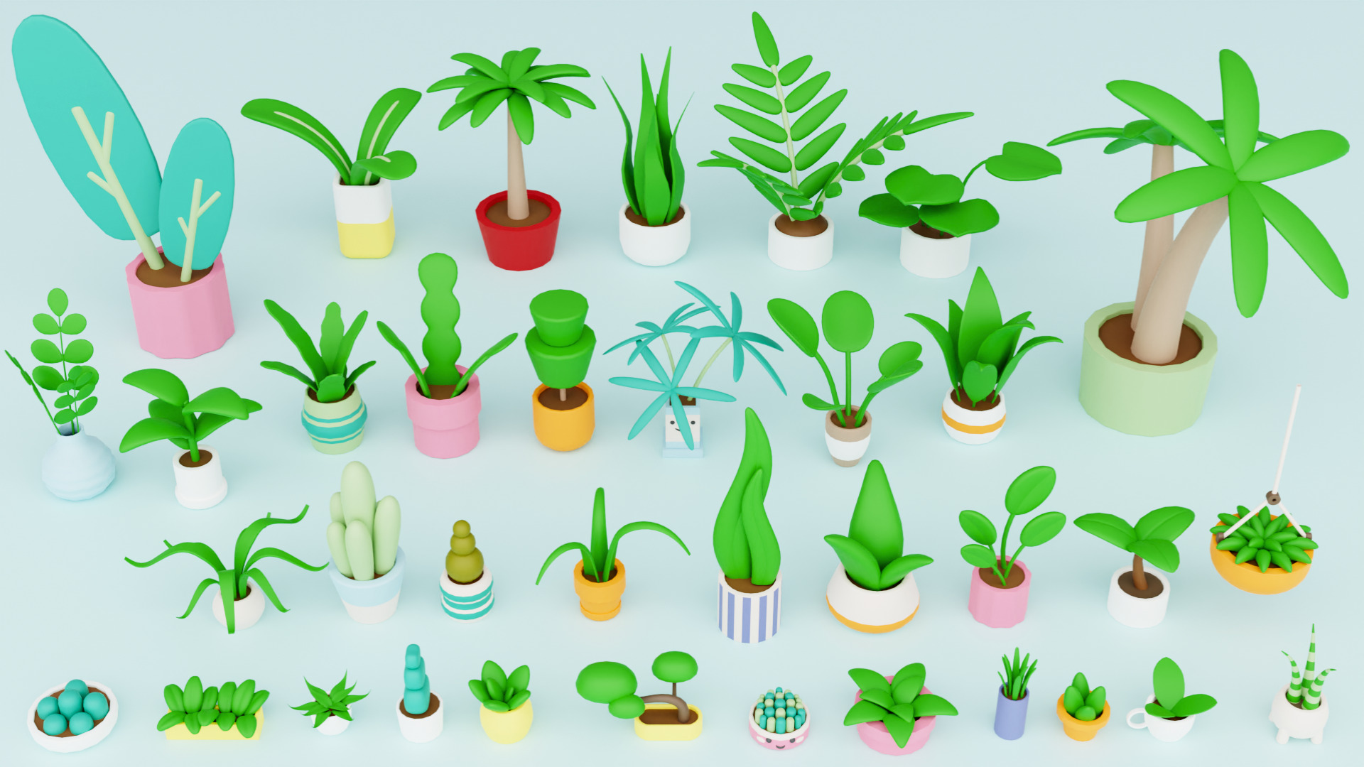 Cozy Cartoon Plants Low-poly 3D model_7