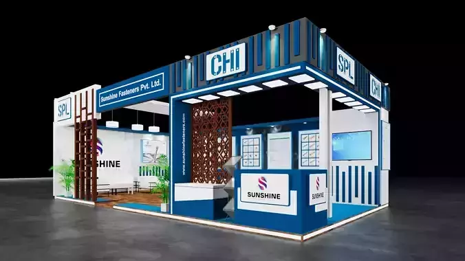 Exhibition Stand 9x5 2Sides D1V1 3D model 3D model